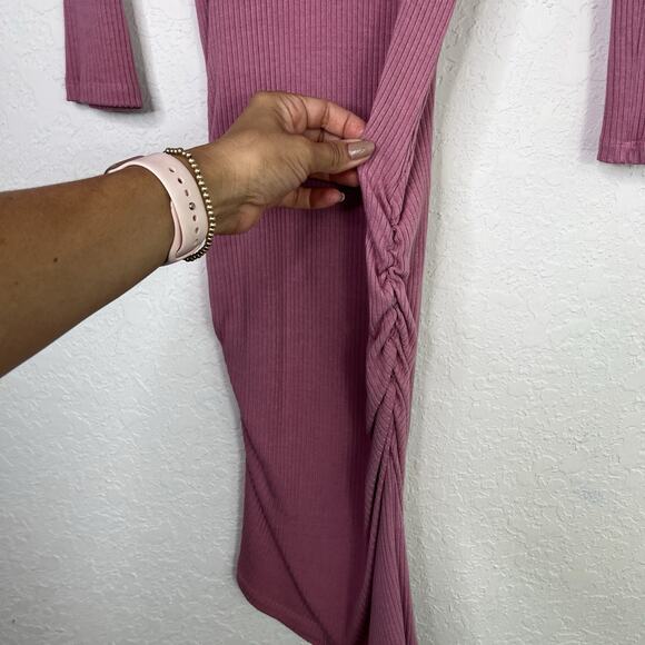 Sundry Pink Henley Ruched Sides Dress Size 0(XS) NWOT Made in USA summer, spring - Picture 3 of 8
